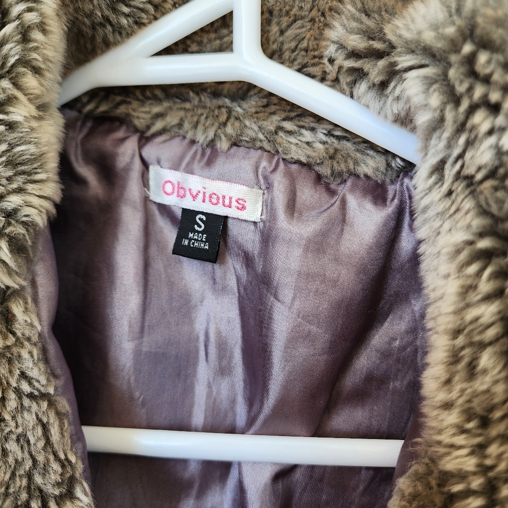 OBVIOUS winter coat faux fur cropped jacket shrug size 8 - Picture 11 of 11
